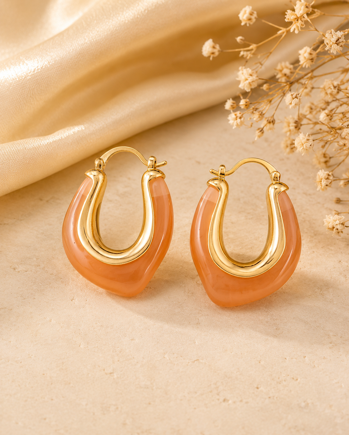 18K Real Gold Plated Korean Fashionable Hoop Earrings